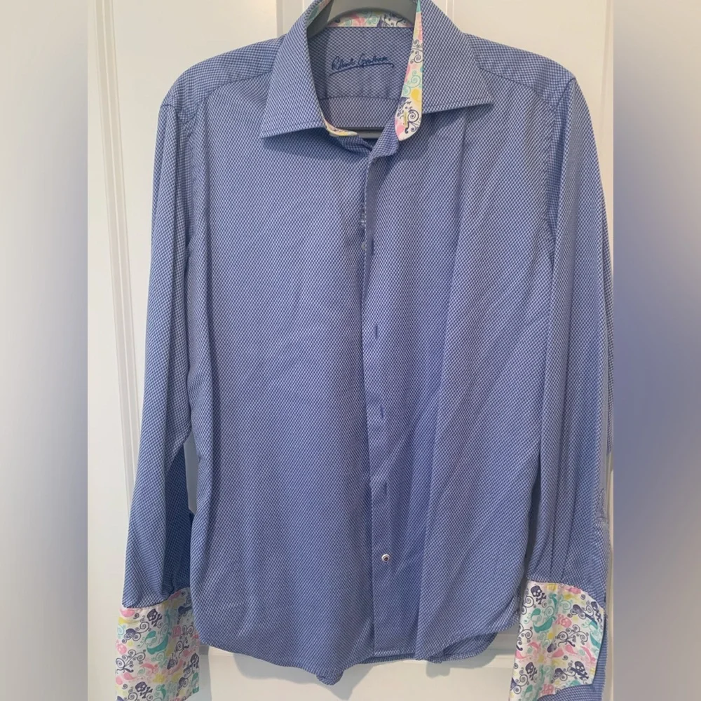 Robert Graham 16.5 blue dress shirt. - Picture 1 of 4